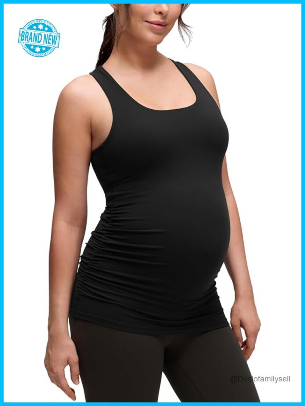 Butterluxe Maternity Racerback Tank with Built in Bra - Sleeveless Yoga Workout